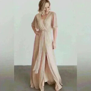 Baltic Born Champagne Sequin Wrap Gown